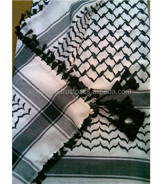 Schwarzer Palästinensischer Schal (Shemagh) – Traditionelle Kopfbedeckung, Schwarz-weiß, Aus Polycotton!