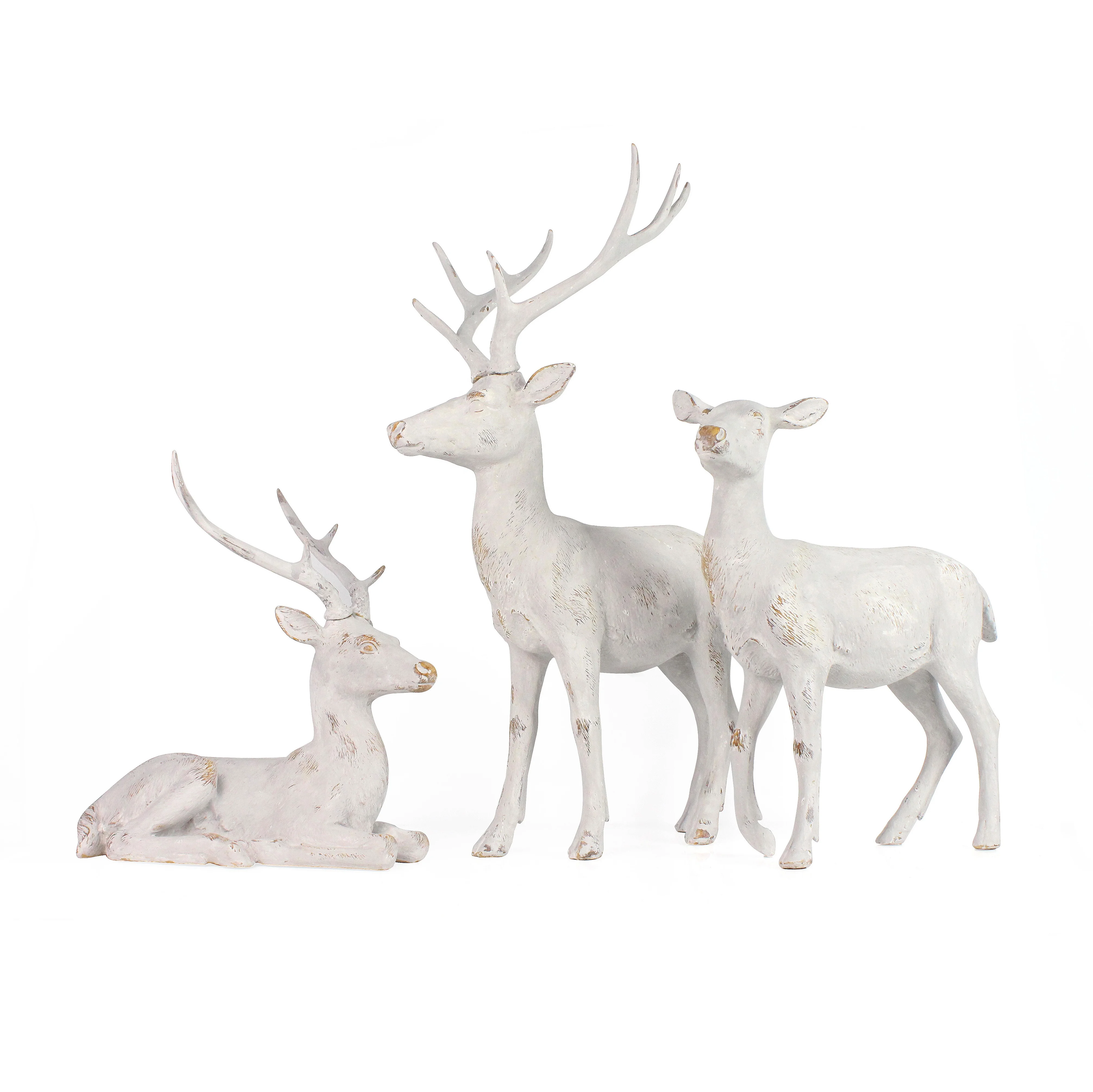 White Deer Statue Home Decor Sculpture Resin Imitation Wood Animal Home Decoration Artificial Europe