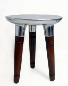 Hot Selling Wooden Trio Legs Stool with Aluminium Top Sofa Side Stool For Home Hotel Restaurant Decorative Furniture