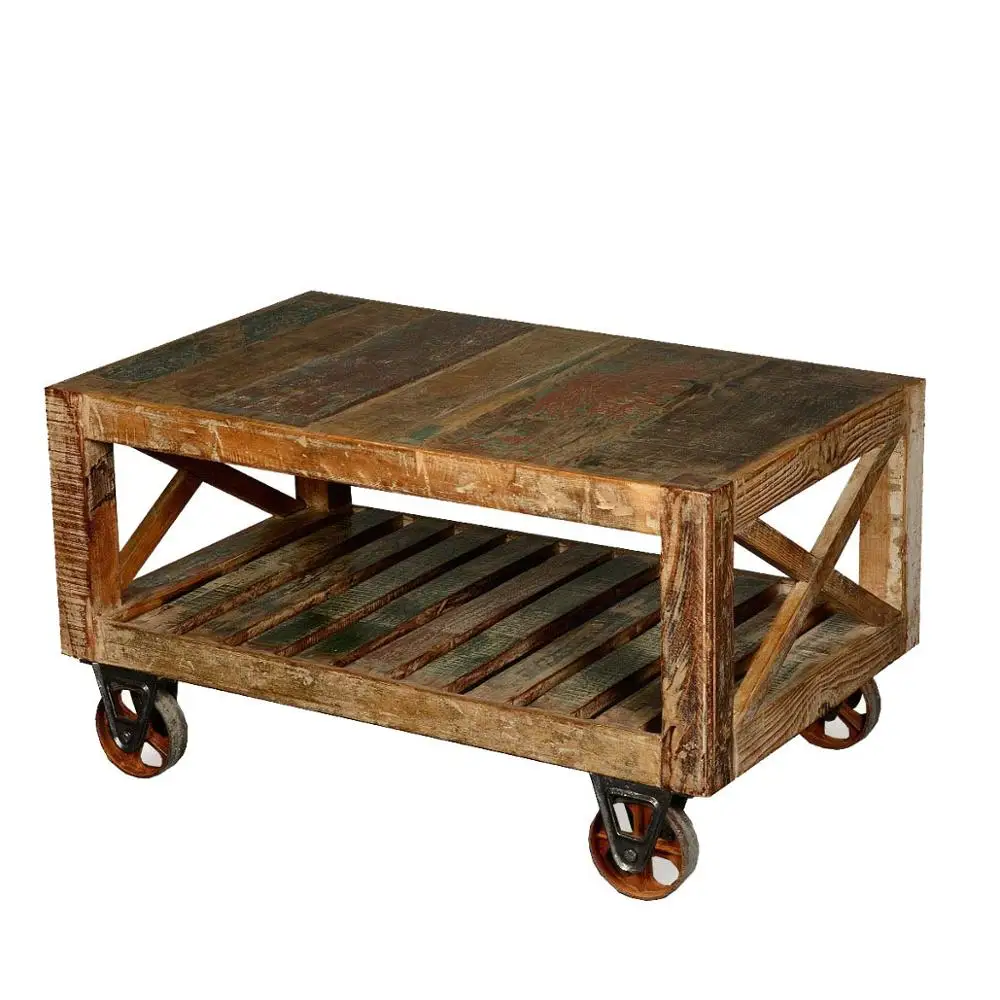 Rustic Reclaimed Wood Double X Industrial Cart Coffee Table Buy Rustic Reclaimed Wood Double X Industrial Cart Coffee Table