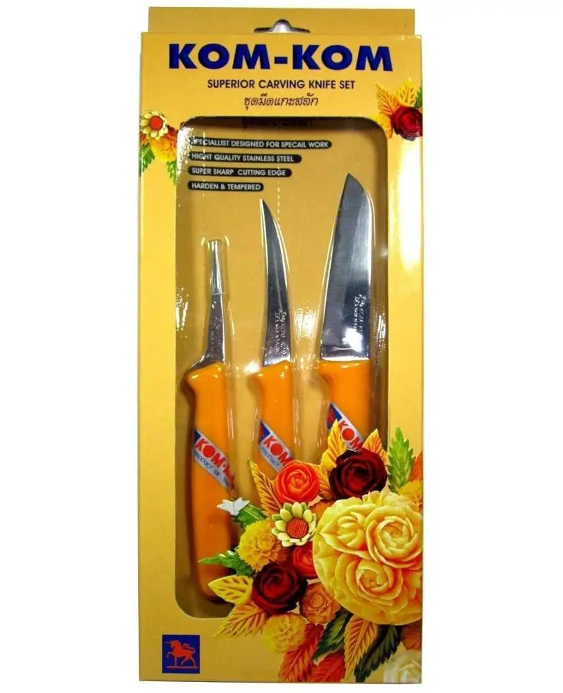 Kom-Kom Fruit & vegetable carving knife set, 3 piece - ImportFood