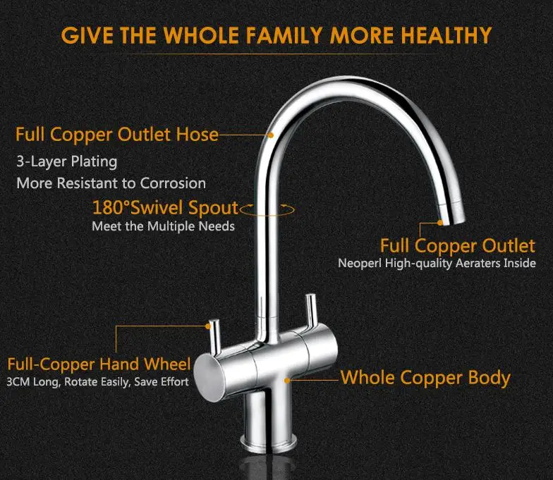 Modern Brass Kitchen Tap details
