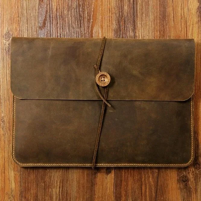 handmade leather laptop sleeve