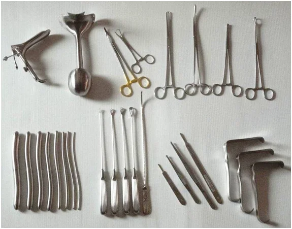 Набор инструментов для раздельного диагностического выскабливания. Набор гинекологических инструментов. Расширители хирургические инструменты. Гинекологические инструменты для выскабливания.