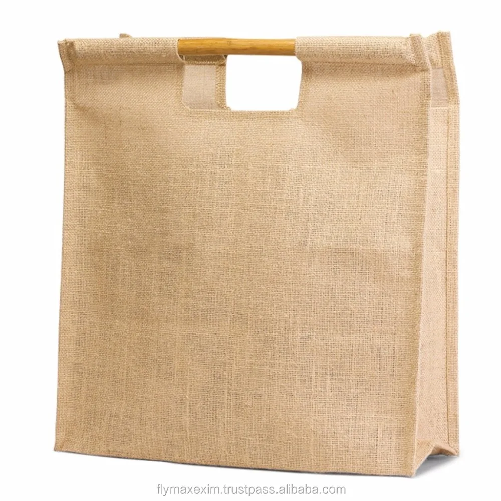 jute bag with wooden handle