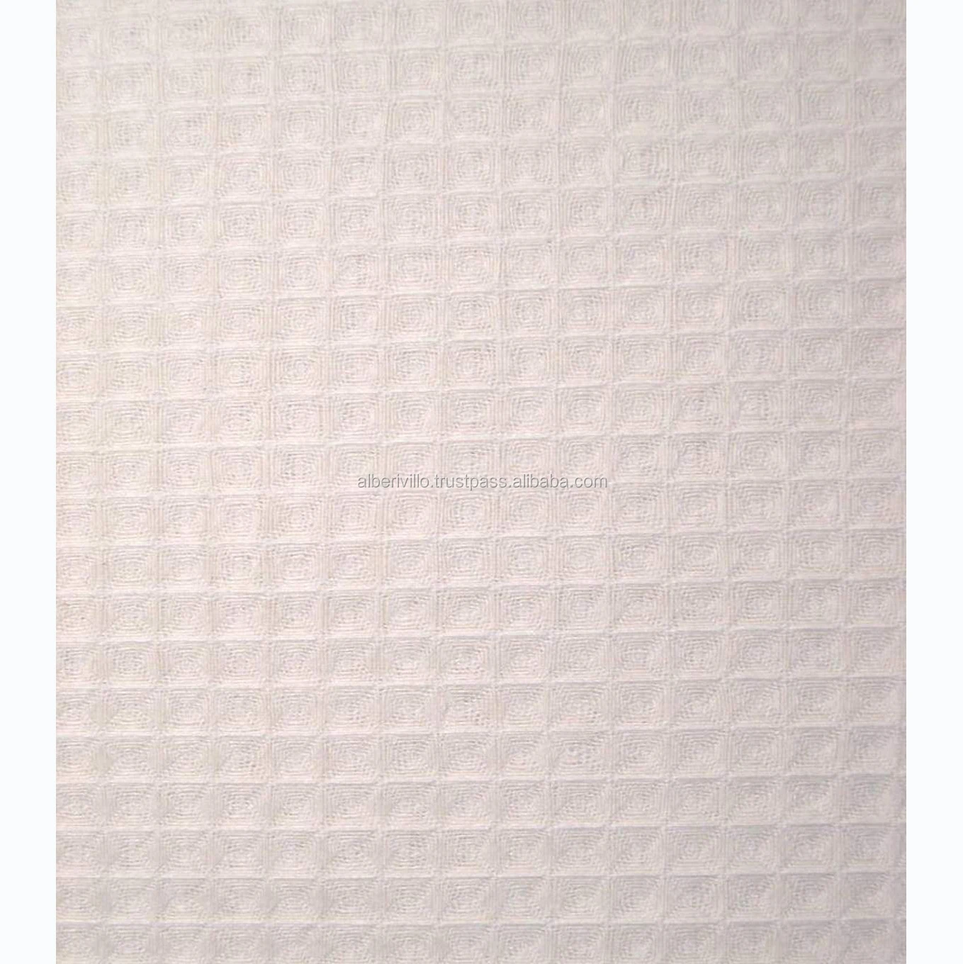 White Waffle Cotton Fabric Honeycomb Weave
