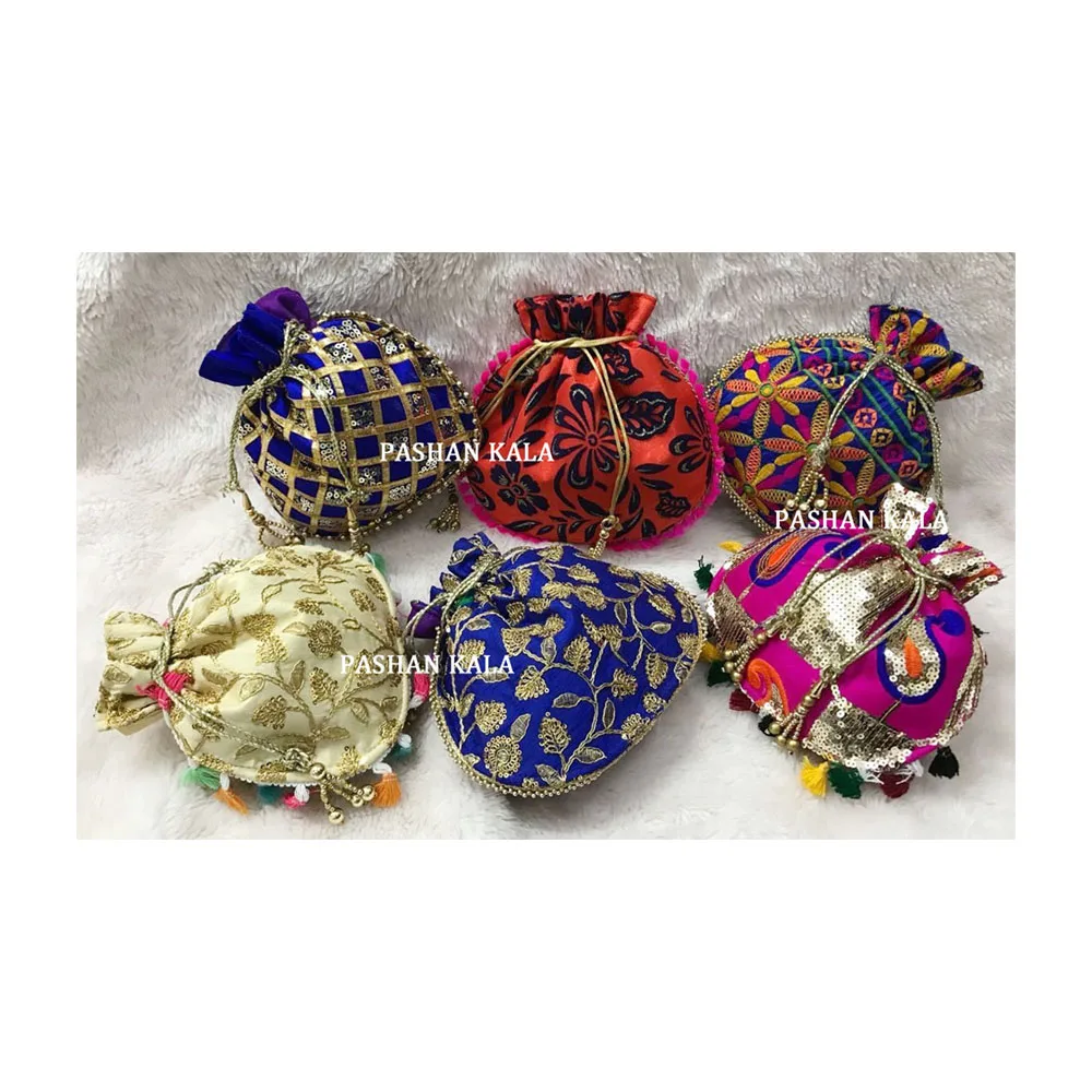 Zari Embroidery Designer Ladies Hand Potli Bag Buy Zari Embroidery