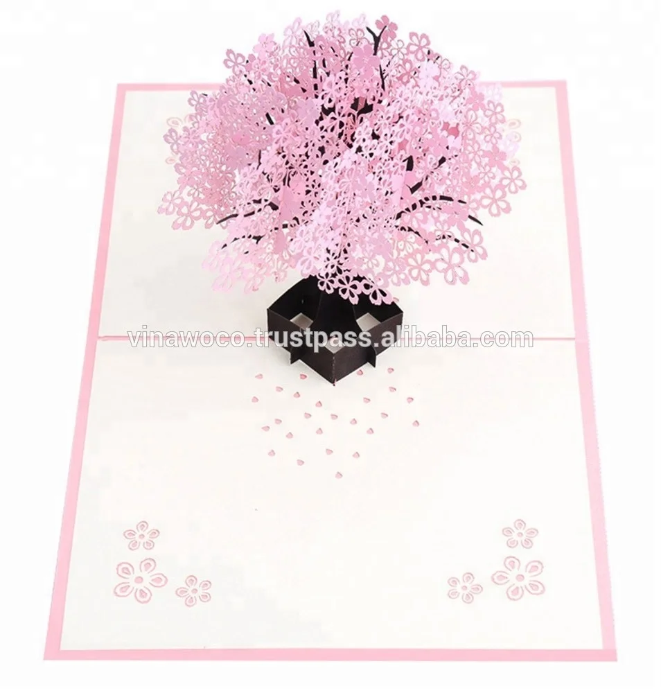 美しいピンク色の桜の木3dポップアップ招待状グリーティングカード Buy 3dポップアップ招待カード 桜の木 美しいピンク色 Product On Alibaba Com