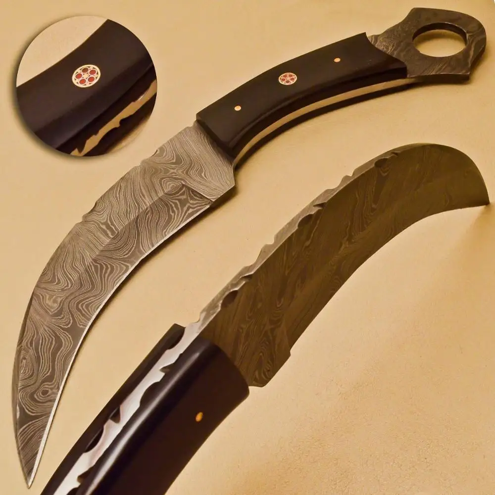 custom handmade damascus karambit knife/hunting knife