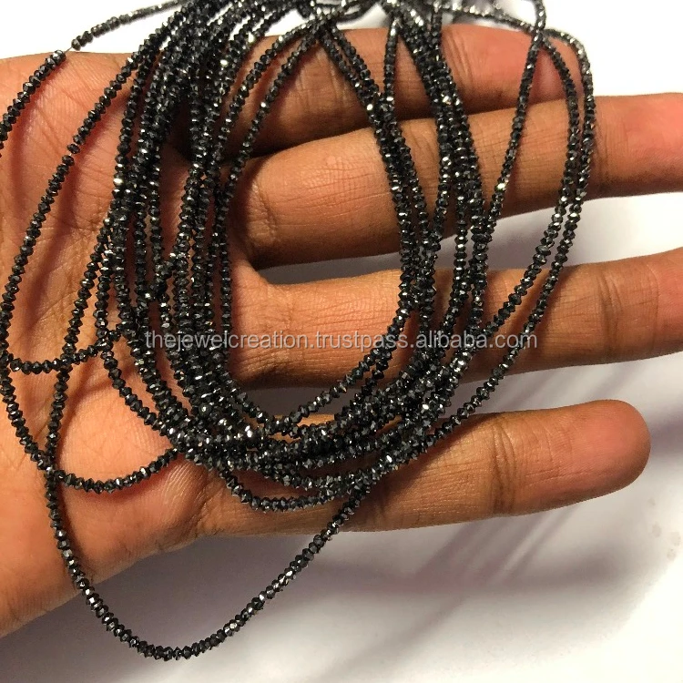 1.20 CT 2.70 To 2.90 MM Natural Black Loose Faceted Diamond Beads Drilled 
