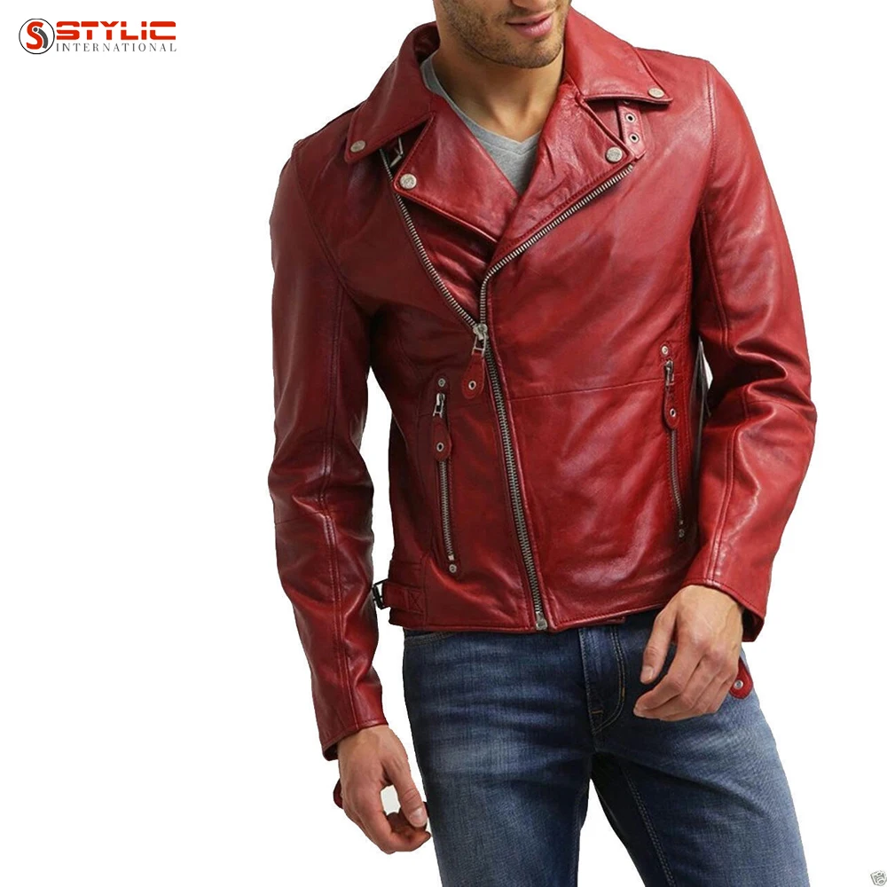 designer red leather jacket