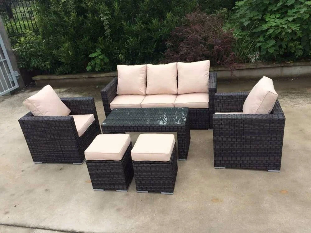 Stack Chair PVC Plastic Wicker Rope Poly Rattan Synthetic Sofa Dining Chair  Set