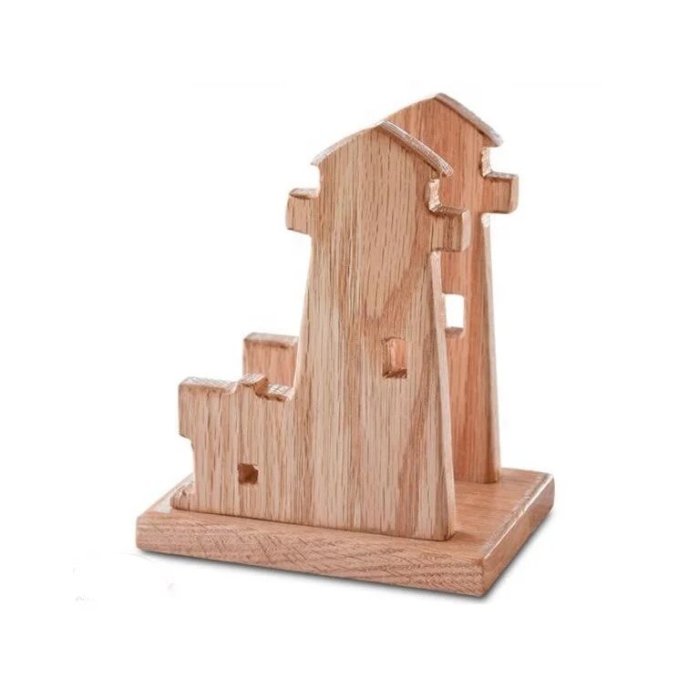 Офисные канцелярские принадлежности настольный органайзер деревянный светлый домик держатель с буквами для файлов
