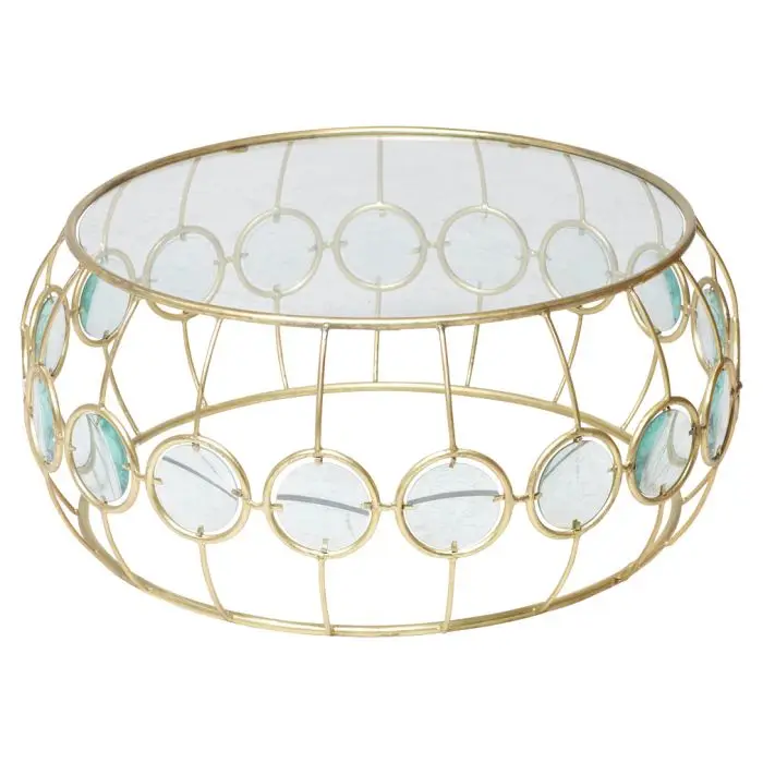 Round Gold Coffee Table / Glass Coffee Table / Mirror Dining & Center