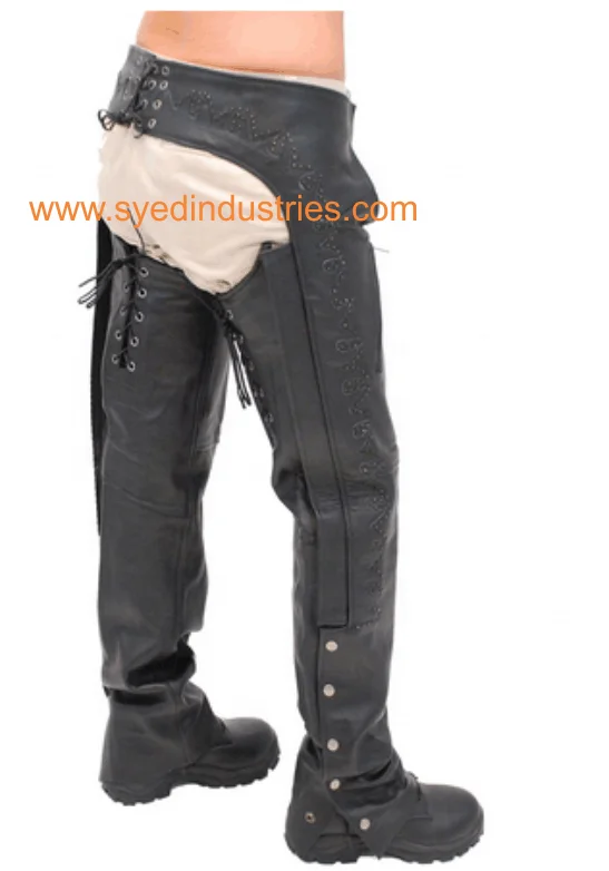 Кожаные крючки с регулируемым задним ремнем и кружевом до бедра (Ch-17)