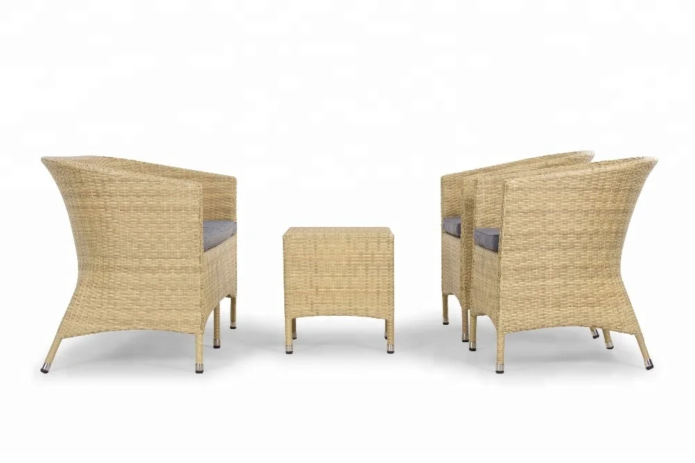 Stack Chair PVC Plastic Wicker Rope Poly Rattan Synthetic Sofa Dining Chair  Set