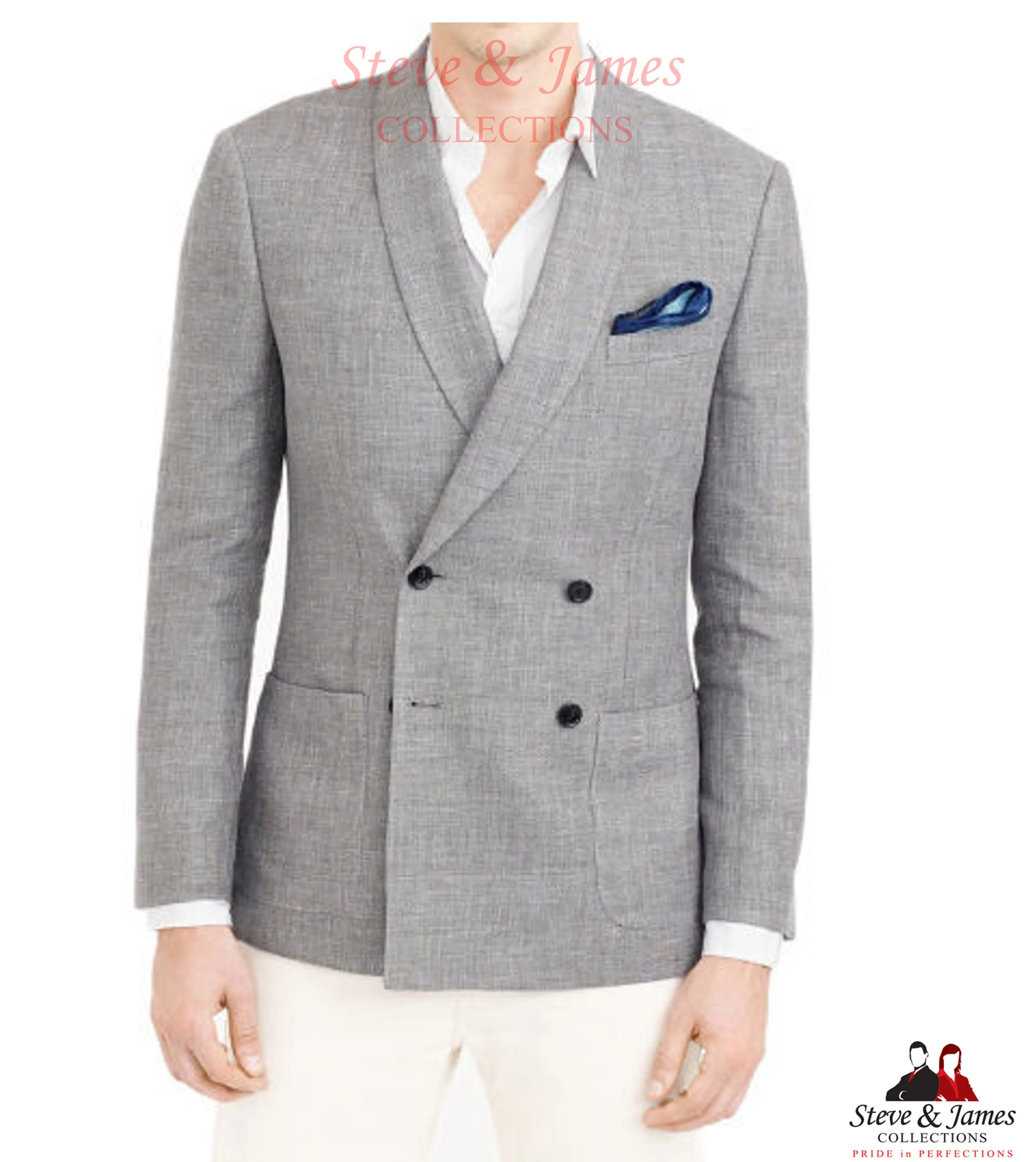 2021 New Design Slim Fit Double Breasted Peaked Lapel Blazer for Men Suit