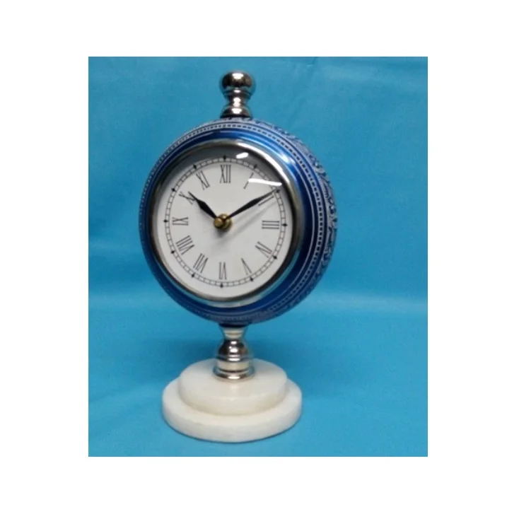 Silver Plated Desk Clock For Tableware New Desk Clock With Marble Base