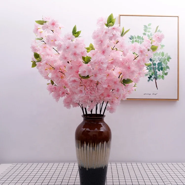Свадебное украшение Qihao, цветочные композиции, центральный цветок, 3 ветки, цветение вишни, искусственные ветки цветка вишни