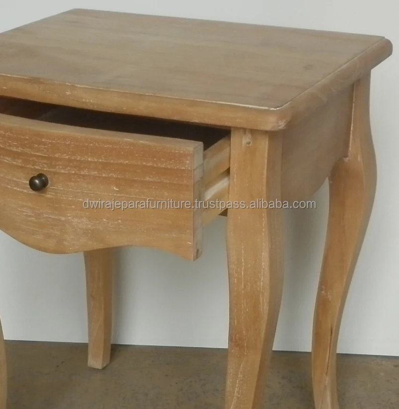 Nightstand & Bedside Furniture Mindi Wood Weathered Oak Limed White