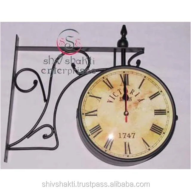 Reloj artesanal de pared de hierro náutico antiguo, Relojes de