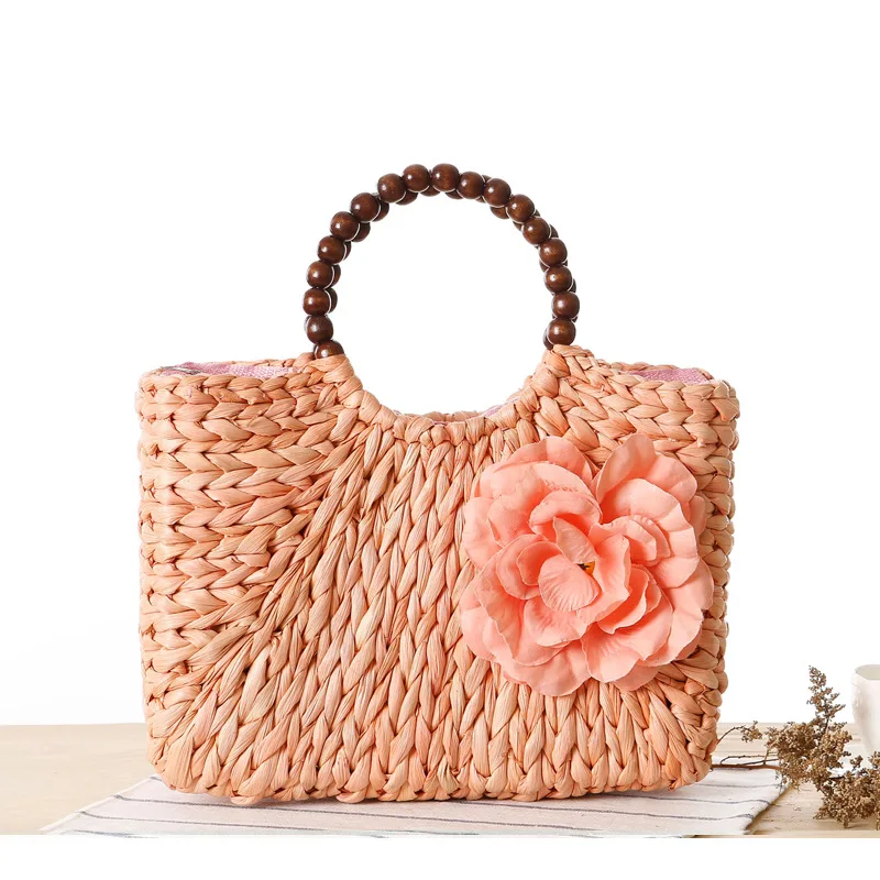 Large Straw Bags Beach Style WomenS Totes Bag Fashion Floral Handbags 4