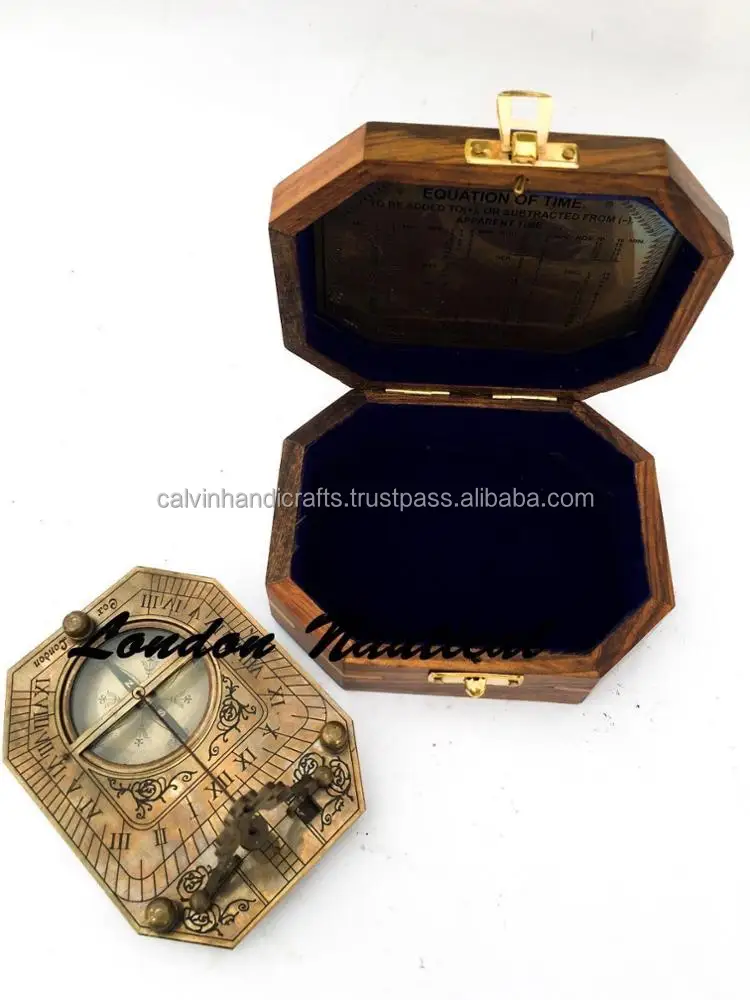 Brass Antique Original Wi Antique Maritime Compass Pendulum Sundial