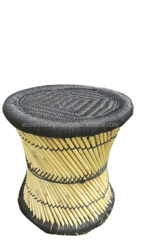 Eco Friendly Luxury Handmade Bamboo Cane Wooden Home Bar Ottoman