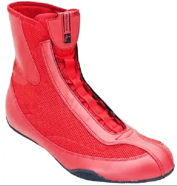 red and white boxing shoes