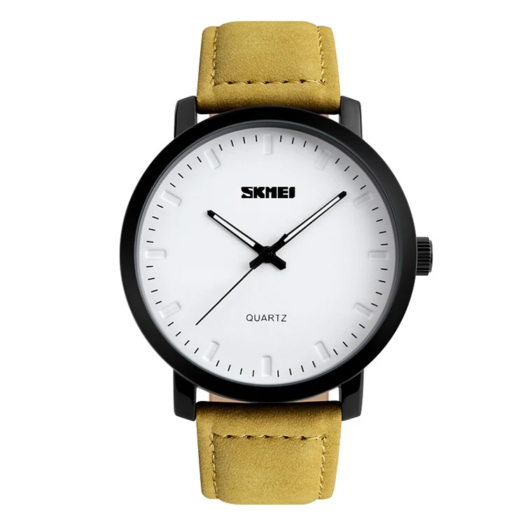 OEM factory brand luxury watches Skmei 1196 hot selling good quality genuine leather strap men quartz wristwatch Alibaba