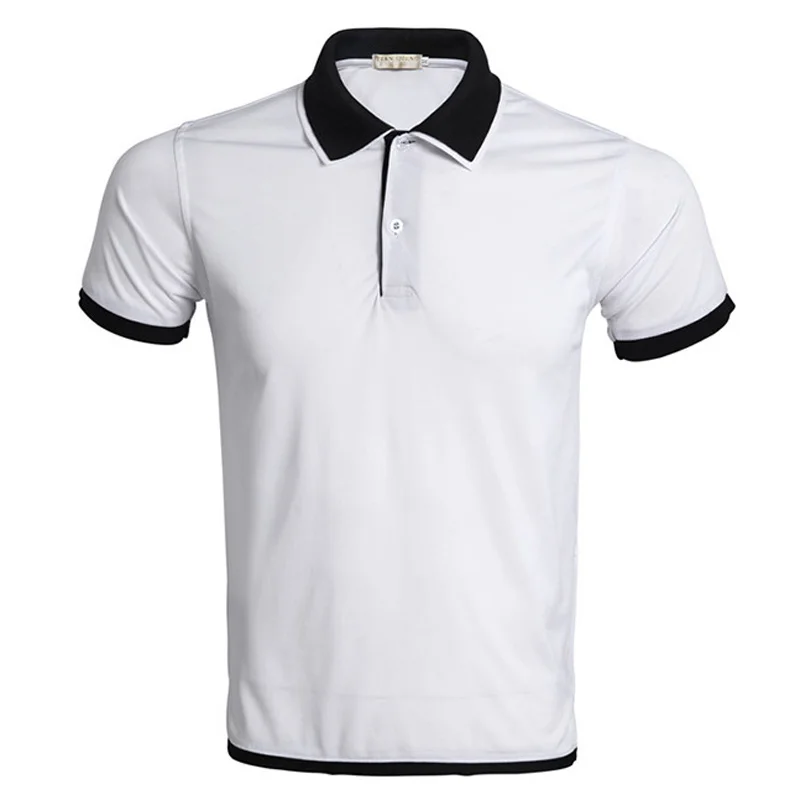 Source Camiseta blanca de alta para hombre, de punto con cuello de contraste negro on m.alibaba.com