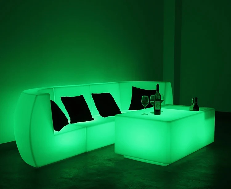 Color Changing Illuminated Modern Outdoor Plastic RGB Glow LED Light Sofa for Commercial Furniture