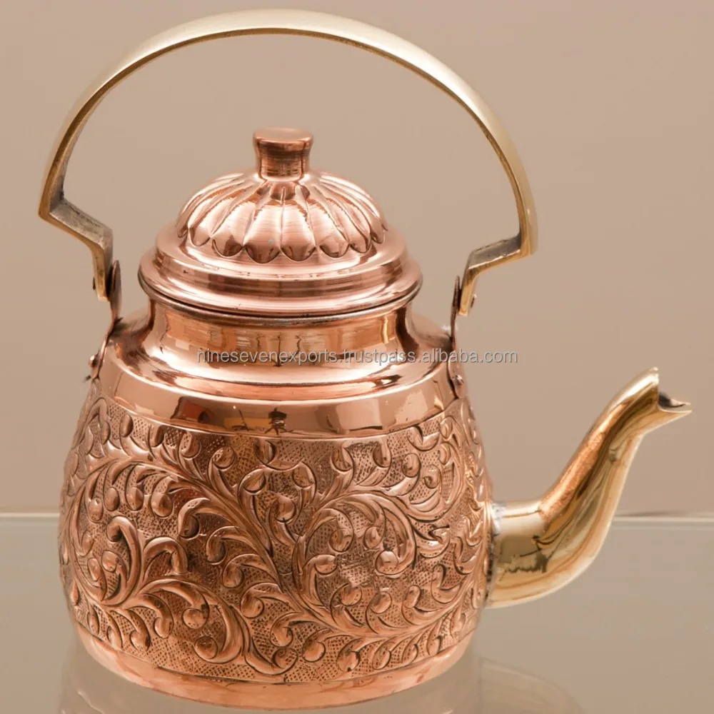 Engraved Copper Kettle Handmade Copper Tea Pot Stovetop Tea 