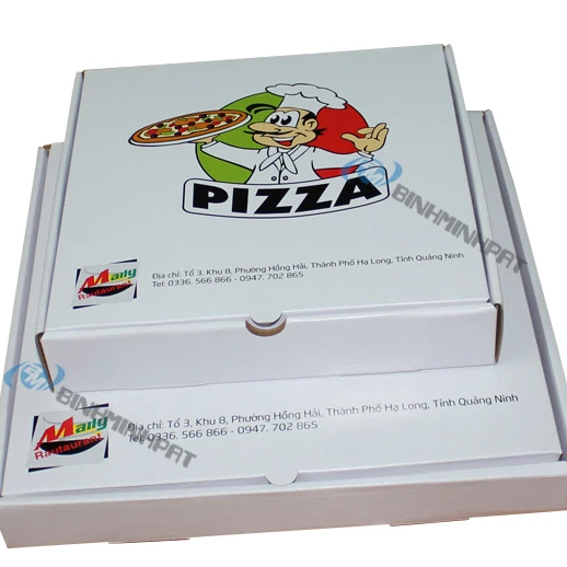 Custom Logo Printed on Top White Pizza Boxes 50pcs Corrugated Take Out Cardboard Delivery Pizza Boxes