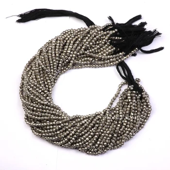 Natural gemstone 3 4 5 6 7 8mm pyrite rondelle shape bracelet jewelry stone wholesale loose gemstone faceted stone beads