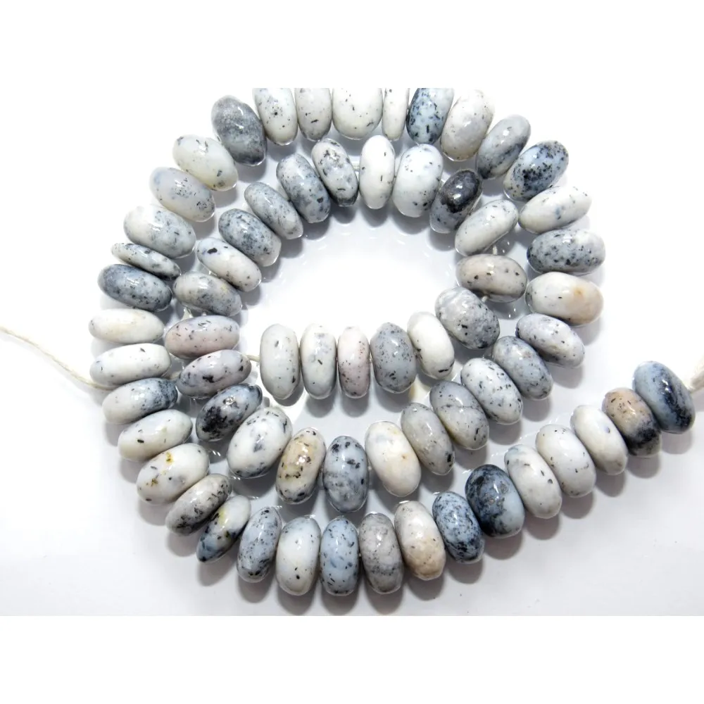 High Quality Smooth Rondelle Shape Natural Dendritic Opal Agate Gemstone Beads Excellent for Jewelry Making
