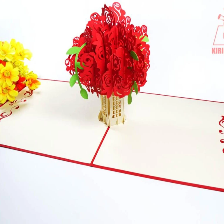 3d花柄カード赤いバラ花瓶ベトナム手作りポップアップカード Buy 3dポップアップカード ポップアップグリーティングカード ポップアップカード Product On Alibaba Com