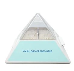 Элегантный стильный пластиковый дозатор зубочисток в виде пирамиды белого цвета