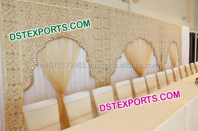 New Design Wedding Backdrop Curtain Embroidered Wedding Temple Style Backdrop Indian Wedding Mandap Backdrop Curtains