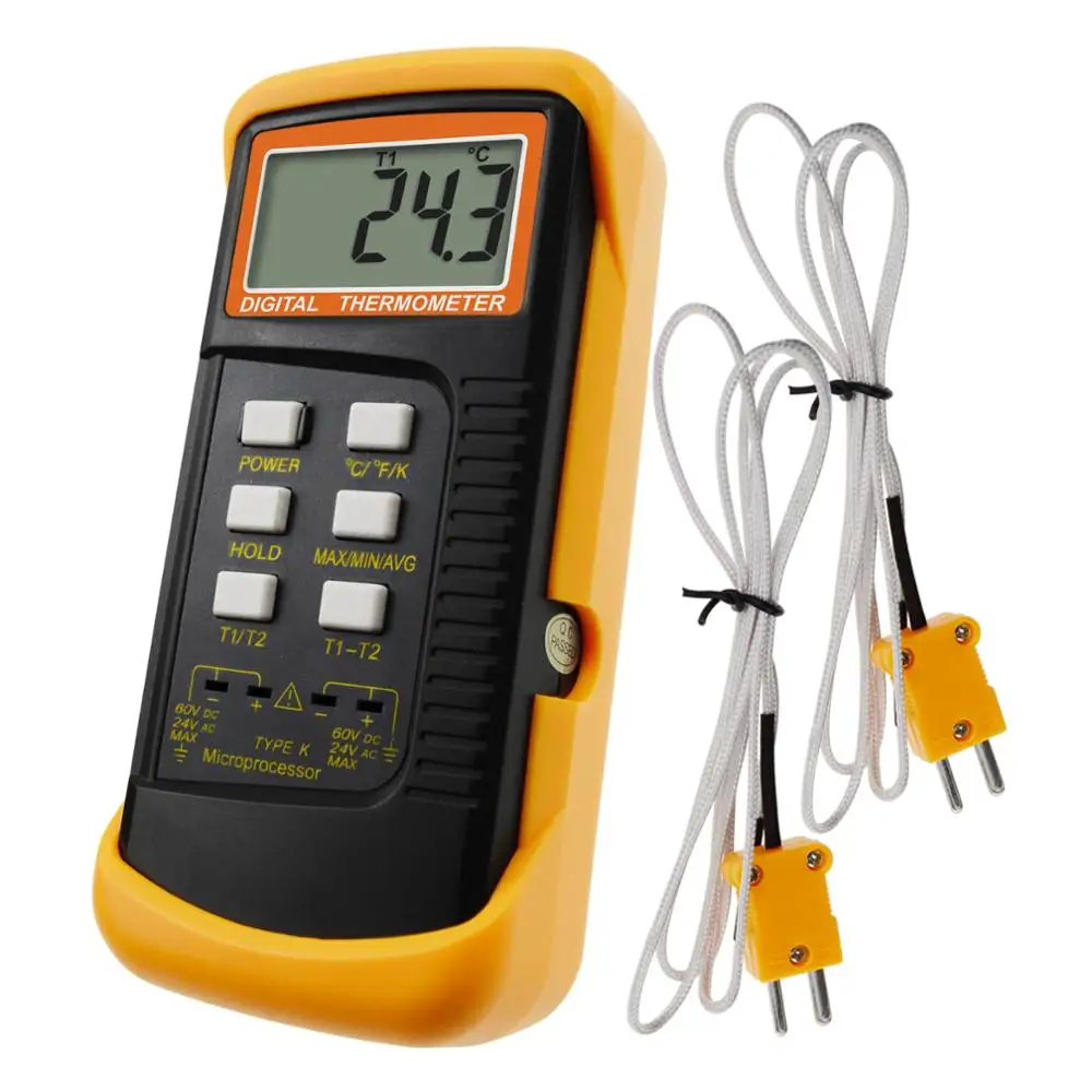 Digital 2 Channels K-type Thermometer 2 Thermocouples 50~1300degc 