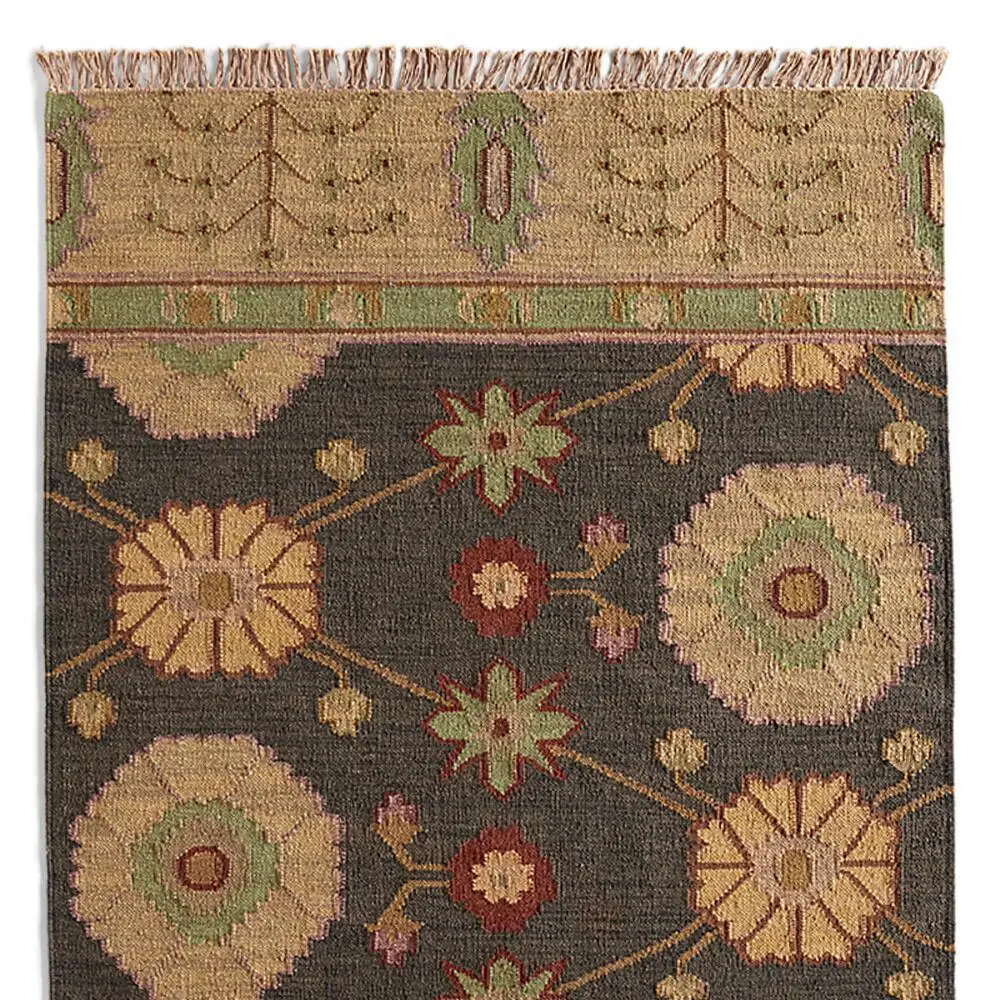 Vintage Kelim Rug Jute Wool Kilim Carpet Indian Handwoven Oriental Throw Rug Mat 