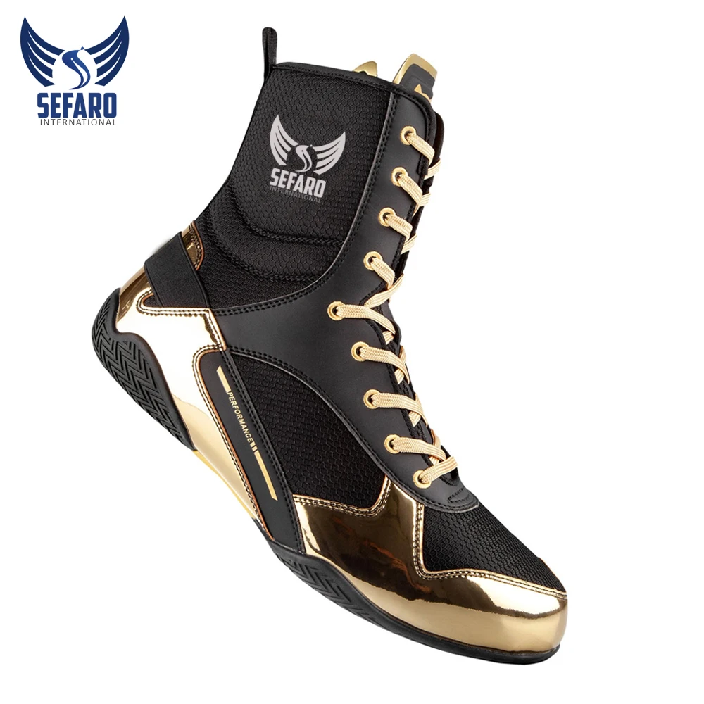 Boxers Looking for Lightweight Flexible Boxing Shoes for Training and Competitions in Black Color Quality PU Material