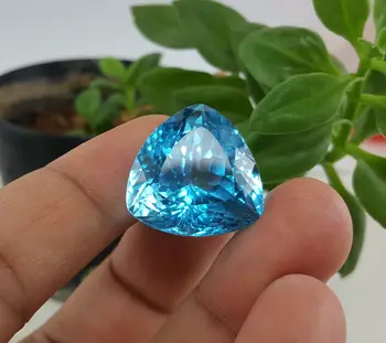 55.38 CT Topaz 100% Natural Loose Gemstone Trillant Shape Swiss Blue Topaz