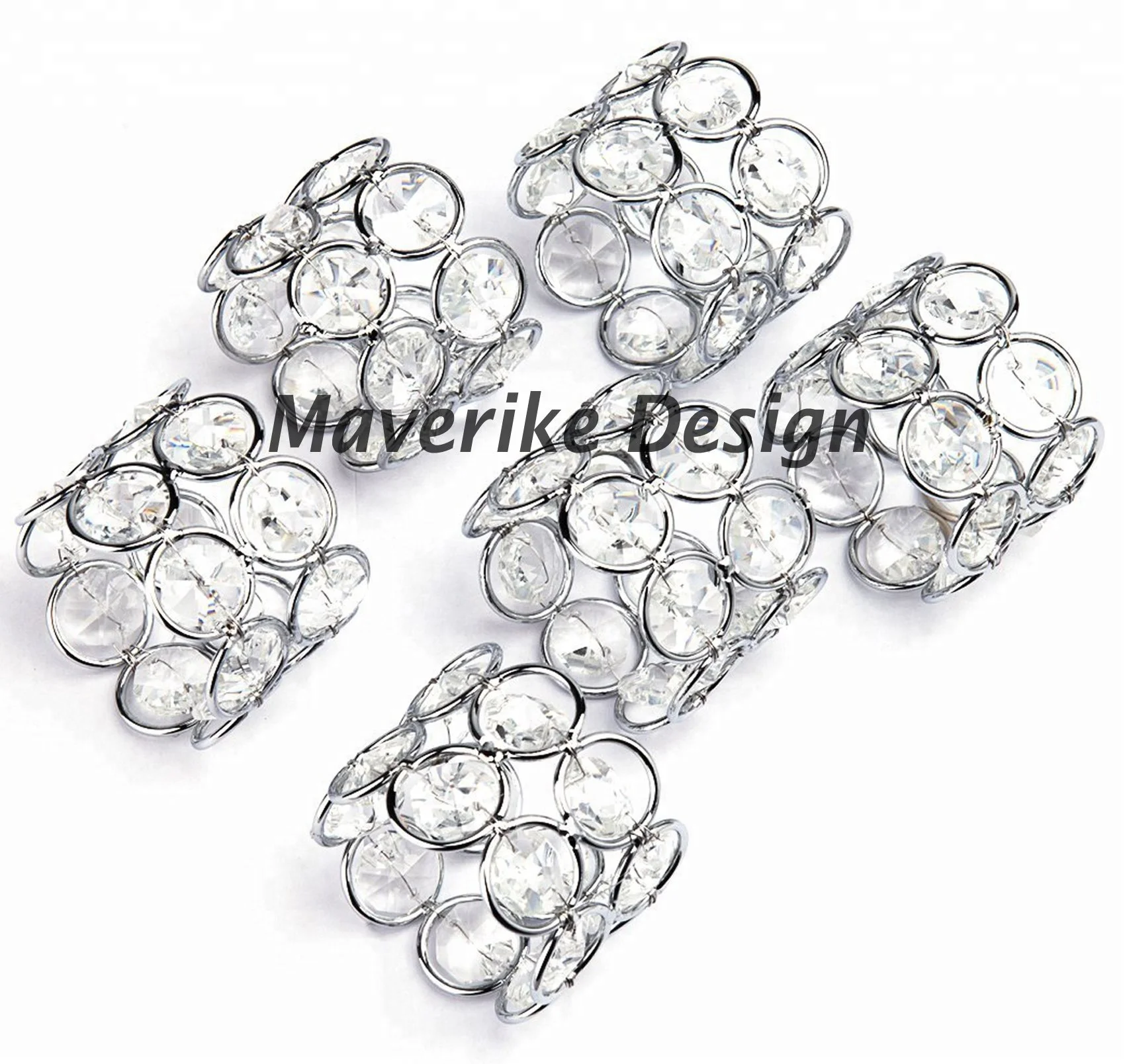 Crystal Gold Napkin Ring Beaded Sparkly Dining Table Napkin Holders for Home & Wedding Special Events Decoration