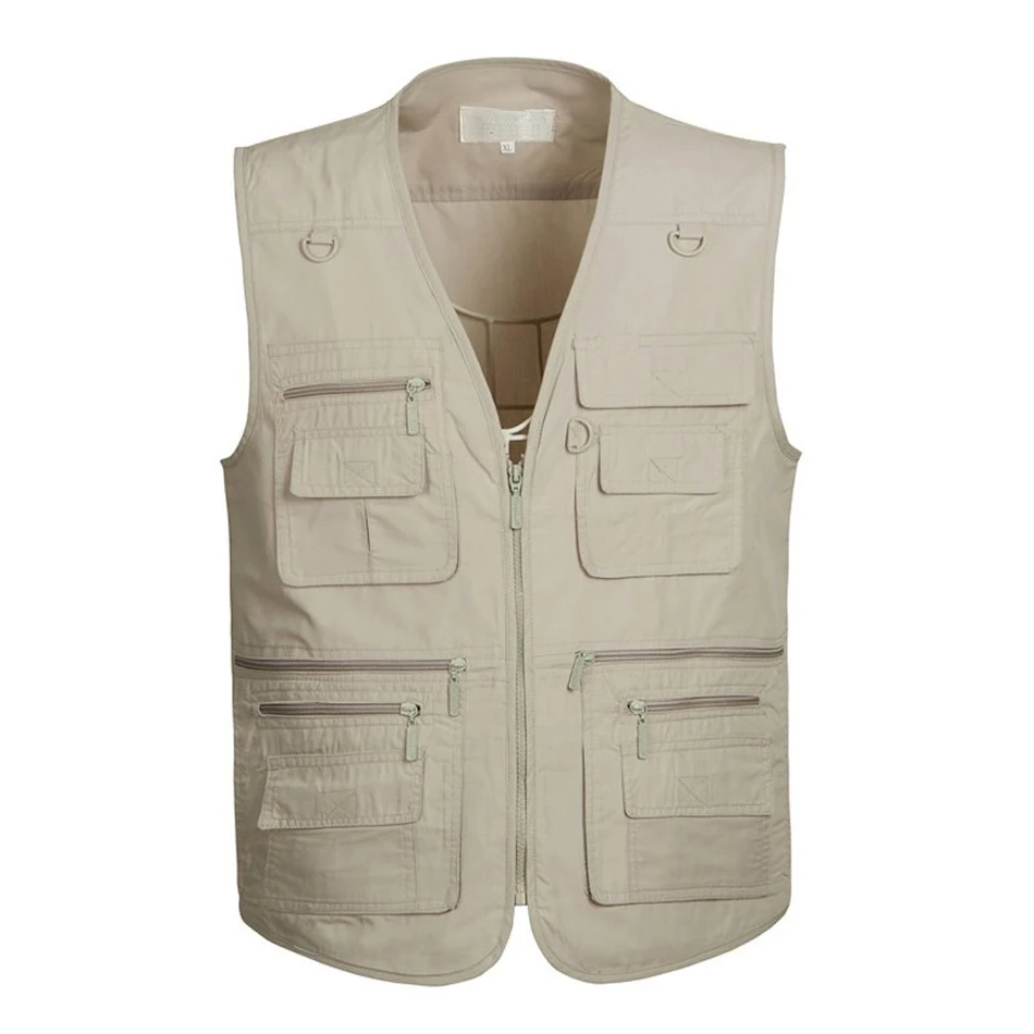 Men Utility Multi Pockets Vest Waistcoat Fishing Hunting Outdoor Jacket Outwear 