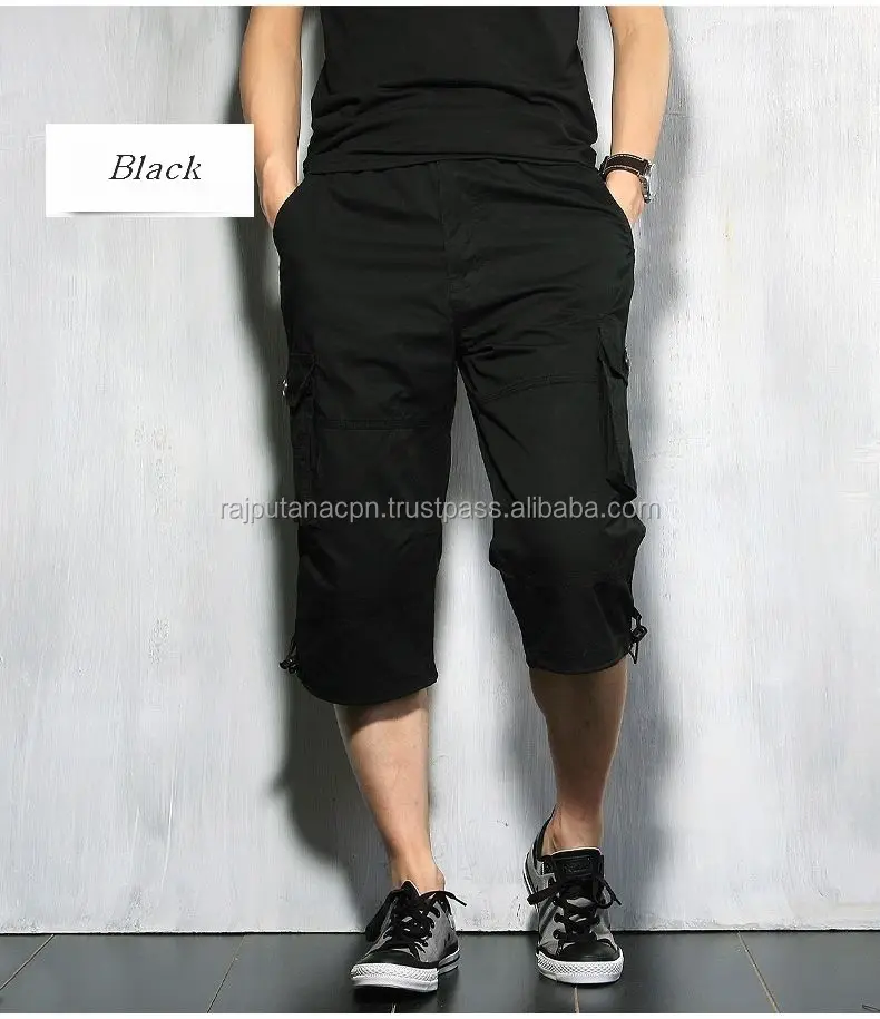 Buy Multi Pockets Mens Black Cargo Shorts Capri Trousers Cotton Online in  India  Etsy
