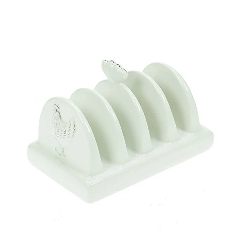 White Ceramic Classic Toast Holder Bread Taco Rack Microwave Dishwasher Oven Safe Standing Food Non-Folding