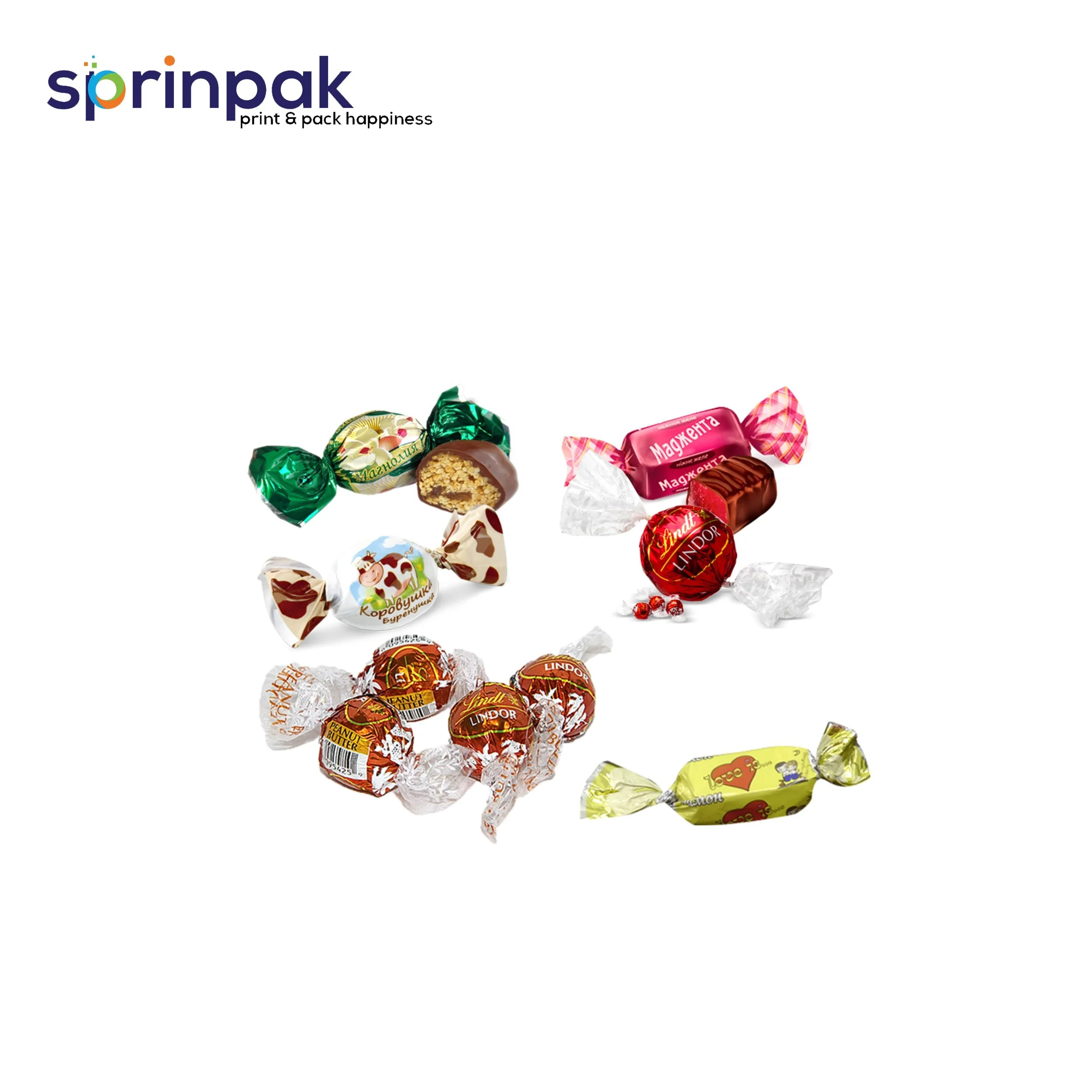 plastic bopp twist wrapper for candy packaging printed roll form