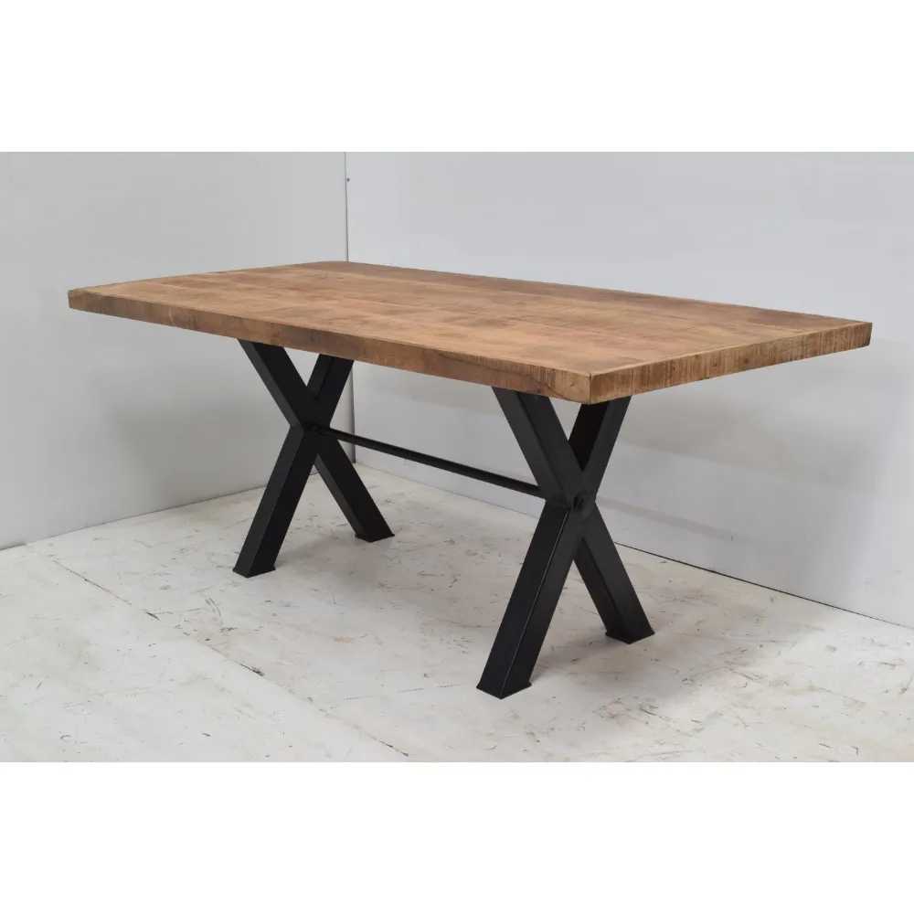 Промышленные металлические из железных трубок X стиль акации Live Edge столешницей обеденный