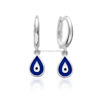 Drop Shape Enamel Eye Design For Women Clip On Earrings Wholesale 925 Sterling Silver Jewelry
